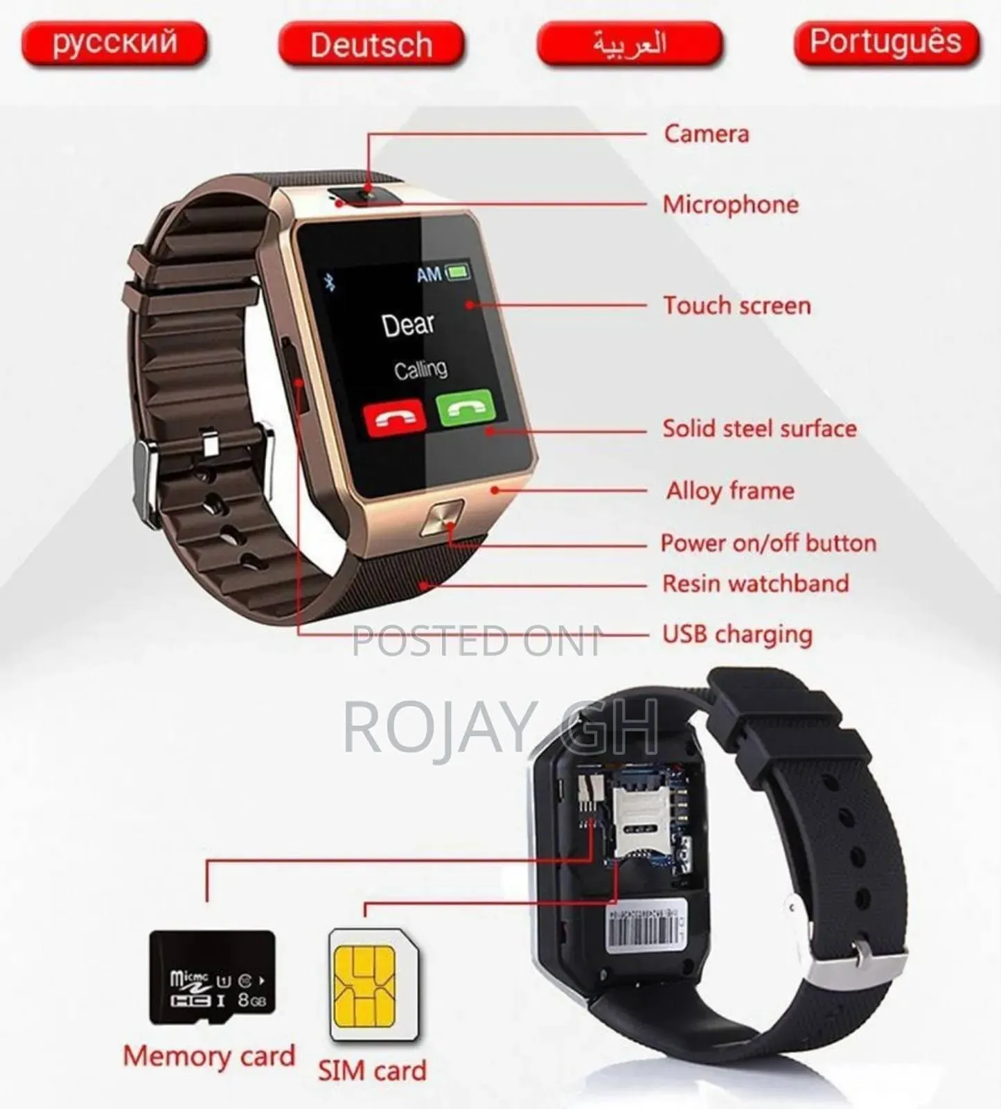 Dzo9 Sports Smartwatch - Gold - Image 2