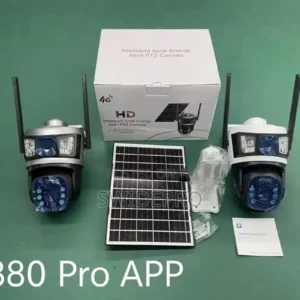 4g Sim Dual Lens Solar CCTV Camera + Solar Panel + V380 Pro